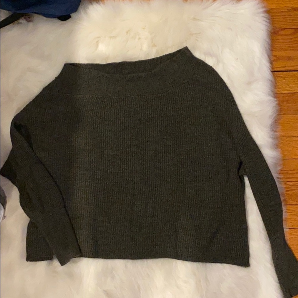 Free People Off-the-shoulder Hunter Green Sweater